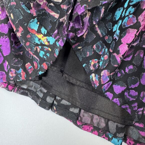Betsey Johnson Dress Womens 4 Black Multicolor Animal Print Ruffle Bell Sleeve - Picture 8 of 16
